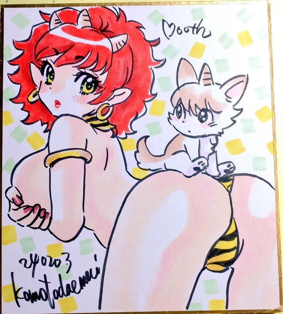 ミニ色紙アナログ原画１点節分ちゃん