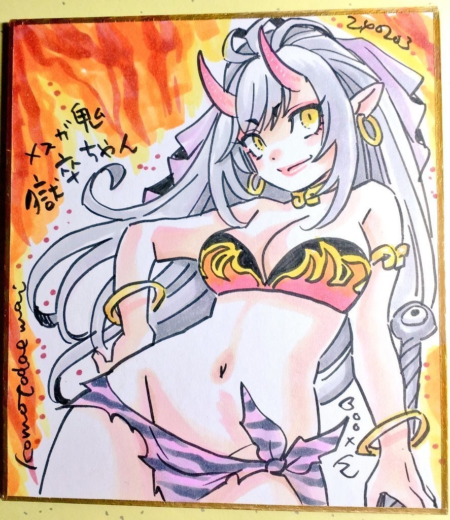 ミニ色紙アナログ原画１点メスガ鬼獄卒ちゃん