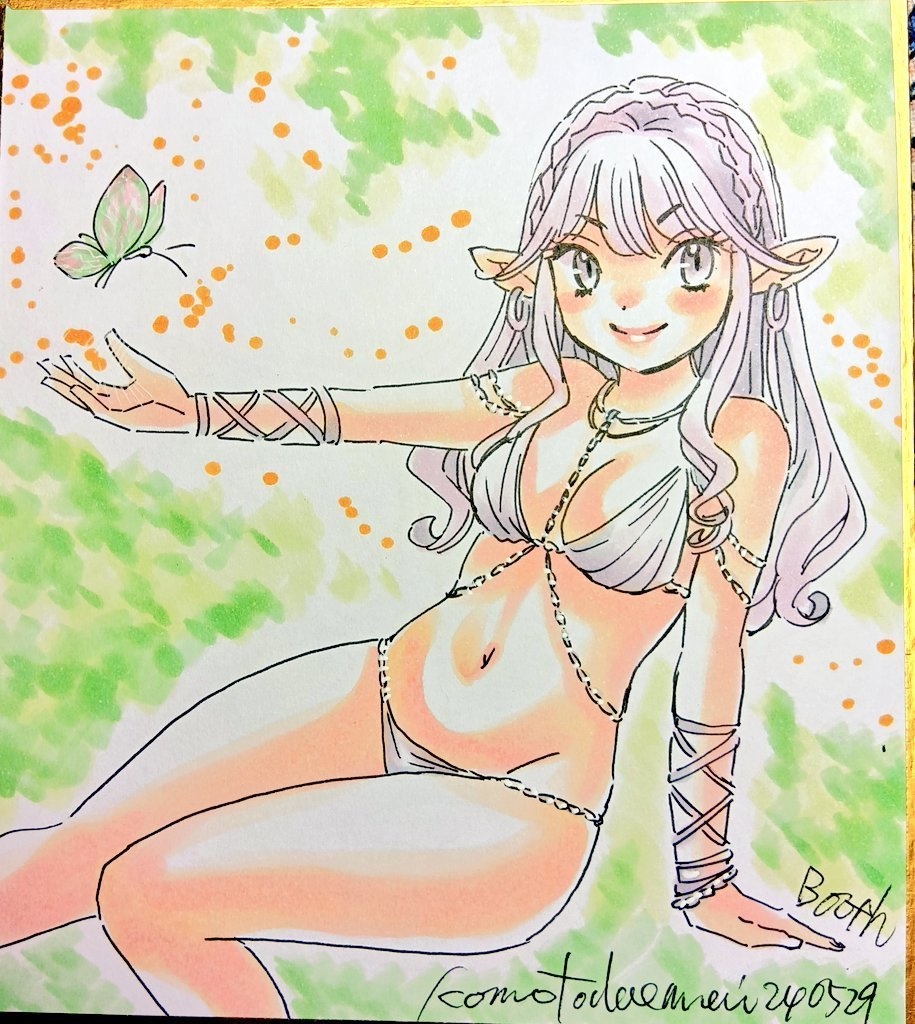 ミニ色紙アナログ原画1点エルフちゃん