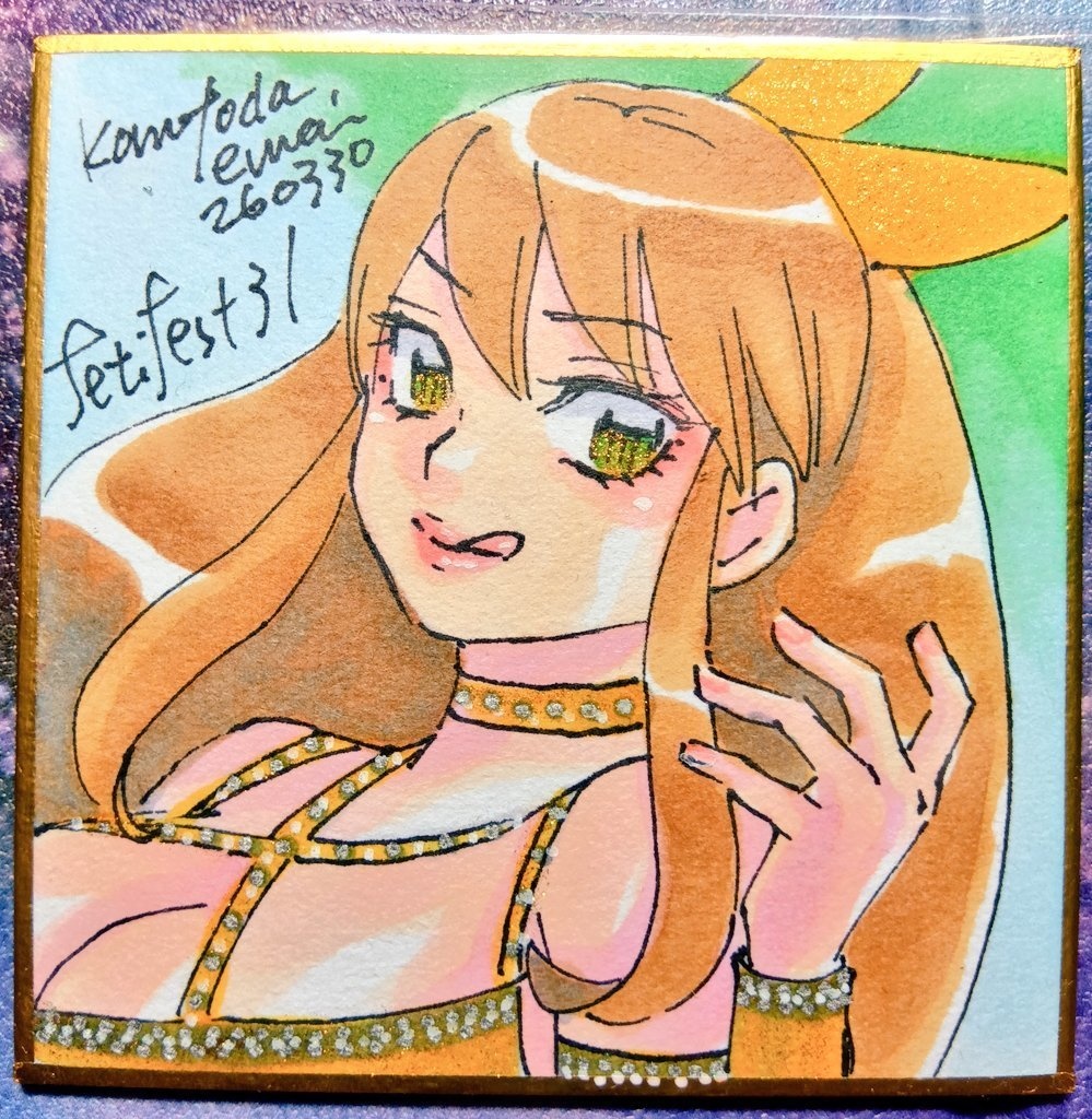 豆色紙75ｍｍ四方　アナログ手描き1点物原画　愛奈