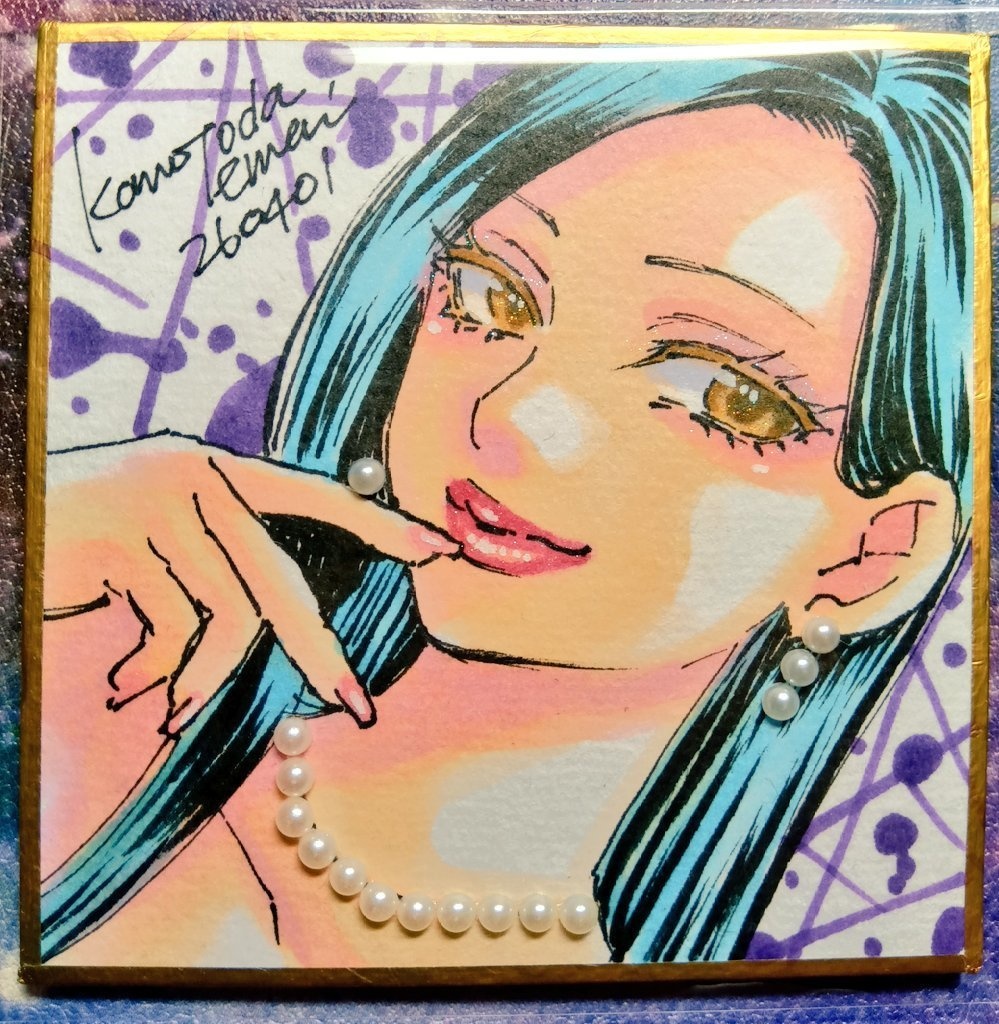 豆色紙75ｍｍ四方　アナログ手描き1点物原画　うふふ