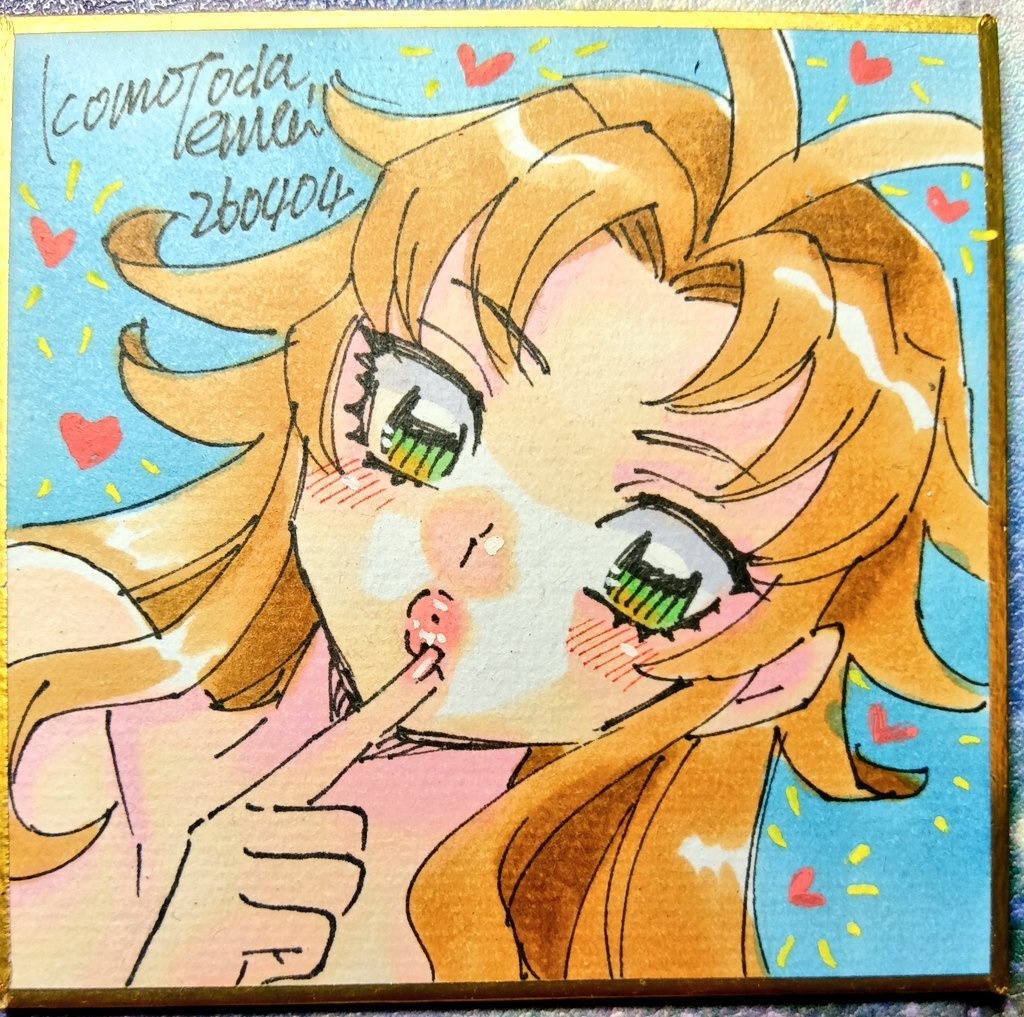 豆色紙75ｍｍ四方　アナログ手描き1点物原画　木下明美