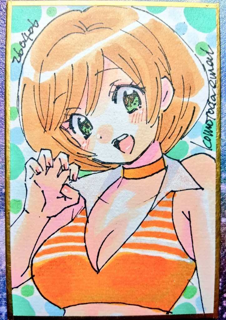 豆色紙90×60ｍｍアナログ手描き1点物原画　あしはまファミリー計画