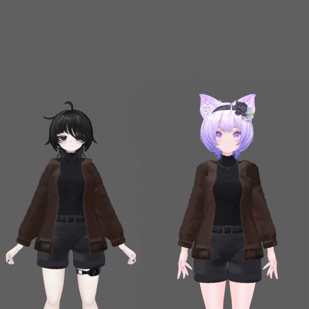 【VRChat想定】2アバター対応 夜街コーデ