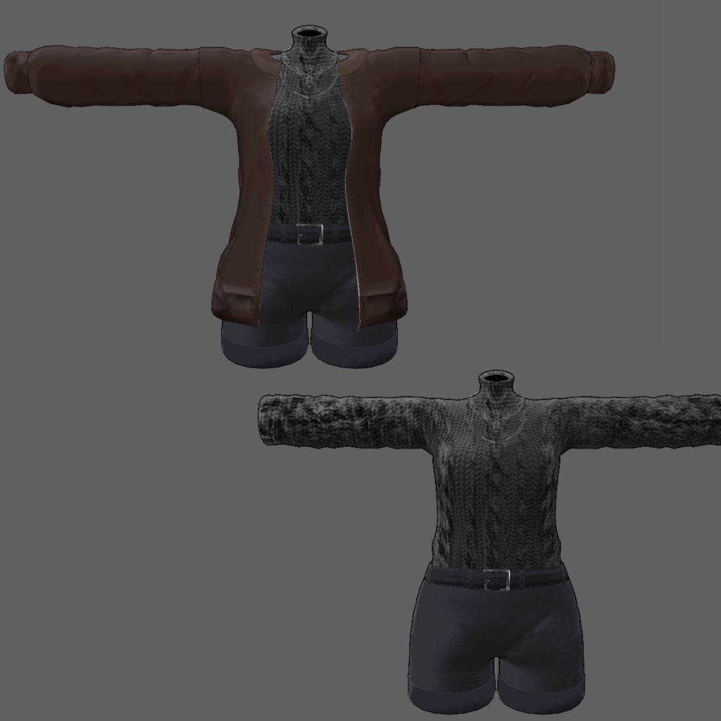 【VRChat想定】2アバター対応 夜街コーデ