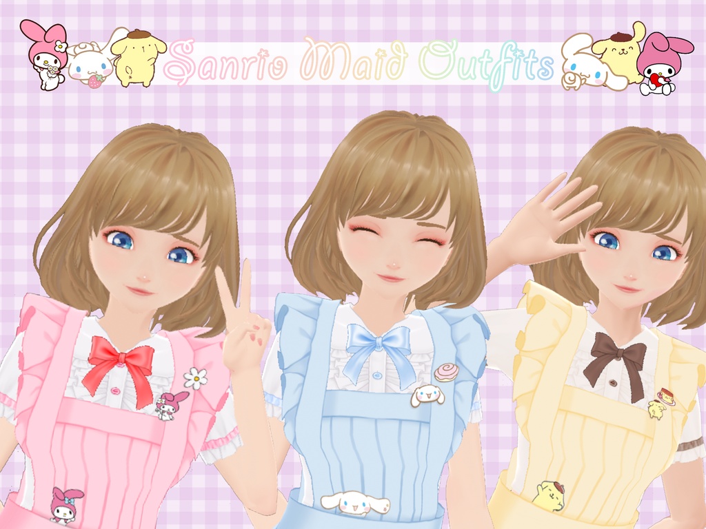 Sanrio Maid Outfits (Cinnamoroll, My Melody, Pompompurin)