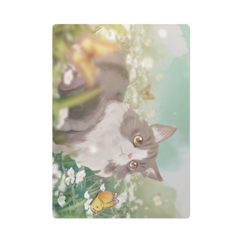 ねこさんと花の下敷き