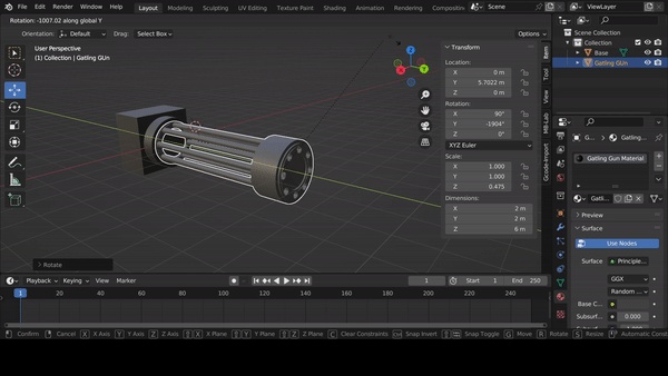 Modular Gatling Gun Game Ready/ VRC Ready Prop