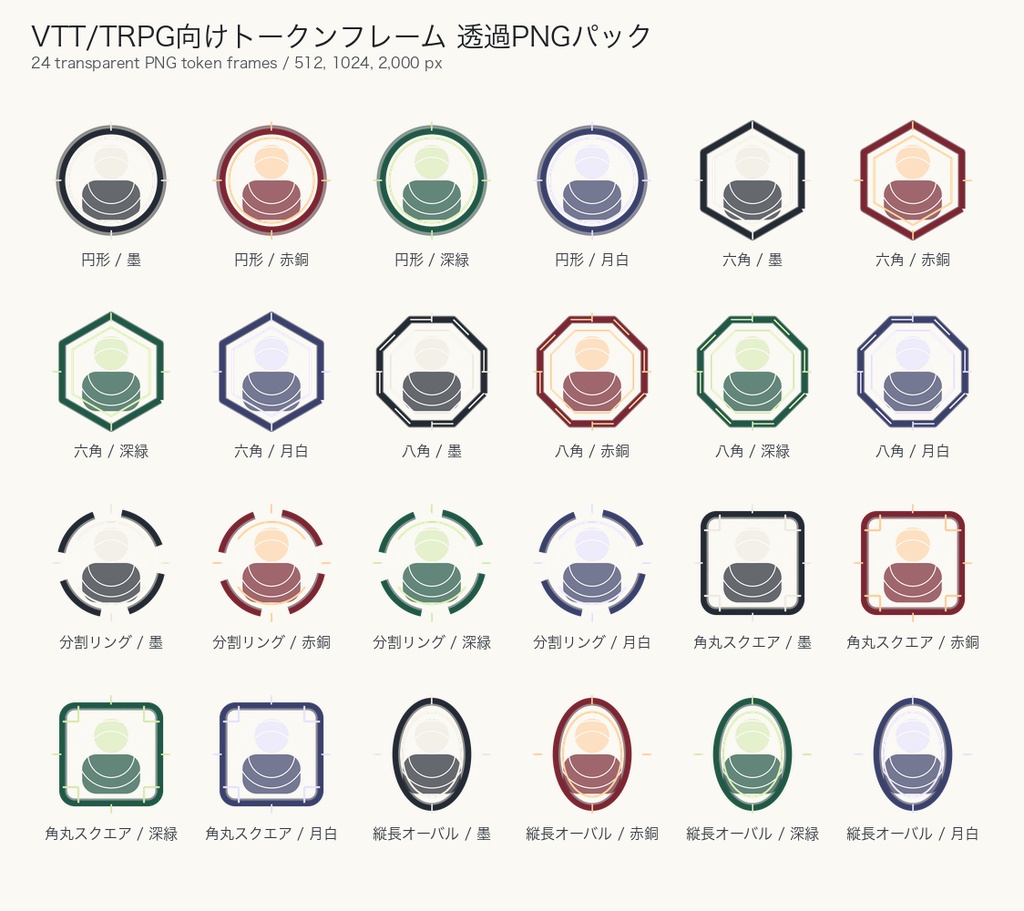 VTT/TRPG向けトークンフレーム 透過PNGパック