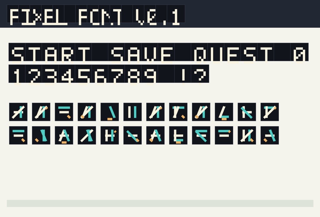 ドット絵 フォント素材 ミニパック｜英数記号+ひらがな・カタカナ 139字｜PNGシート+CSV｜ゲームジャム・ドット絵 素材