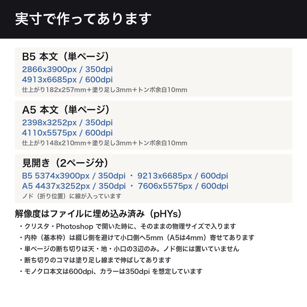 同人誌 原稿テンプレート コマ割り22種|B5/A5×350/600dpi トンボ・塗り足し・ノド余白つき|見開き6種 透過PNG100点+SVG44点