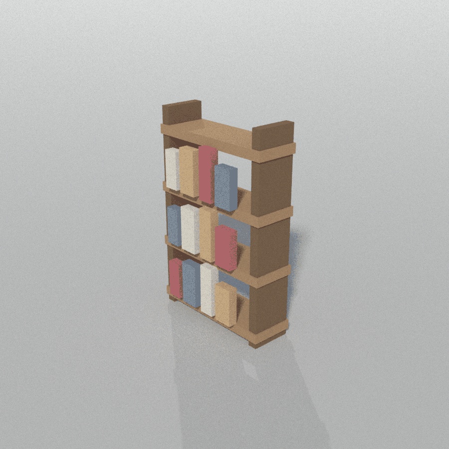 ローポリ 小物・家具 8点|ベンチ・本棚・ソファ・木樽・木箱(glTF / FBX / .blend・商用可)