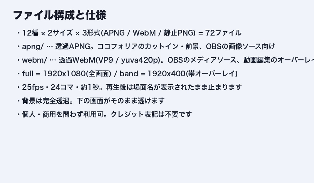 【ココフォリア対応】TRPG シーンカット名 カットイン 12種|オープニング・探索・回想・真相・クライマックス・エンディング・休憩|透過APNG+透過WebM+静止PNG・商用可