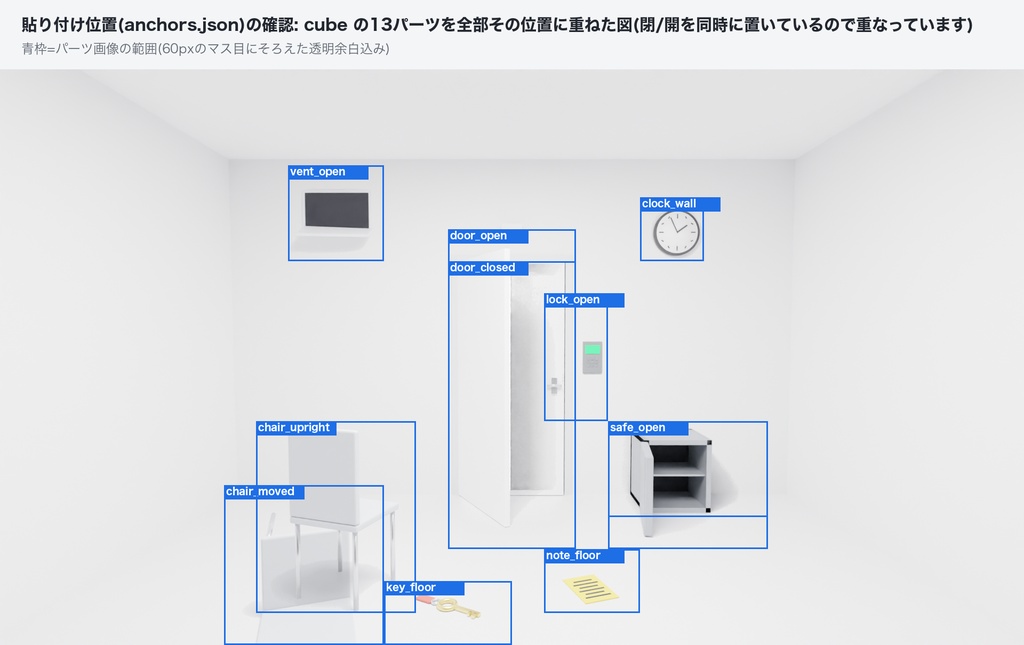 白い部屋 ビルダー一式|同じカメラで描いた部屋6種+透過PNGパーツ90点+組み上がり背景120枚+ココフォリア用ルームデータ|シナリオ同梱OK