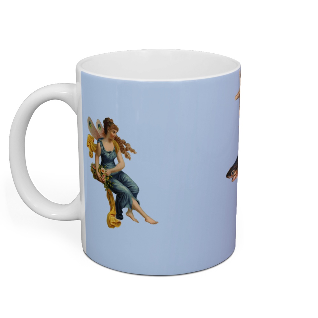 妖精と海の主達のコラージュマグカップ