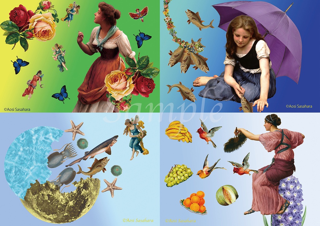 12ヶ月ビンテージコラージュカレンダーデザイン