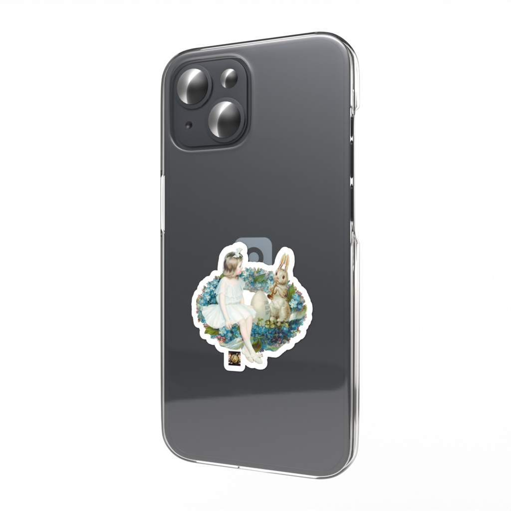 青い花冠イースターステッカー