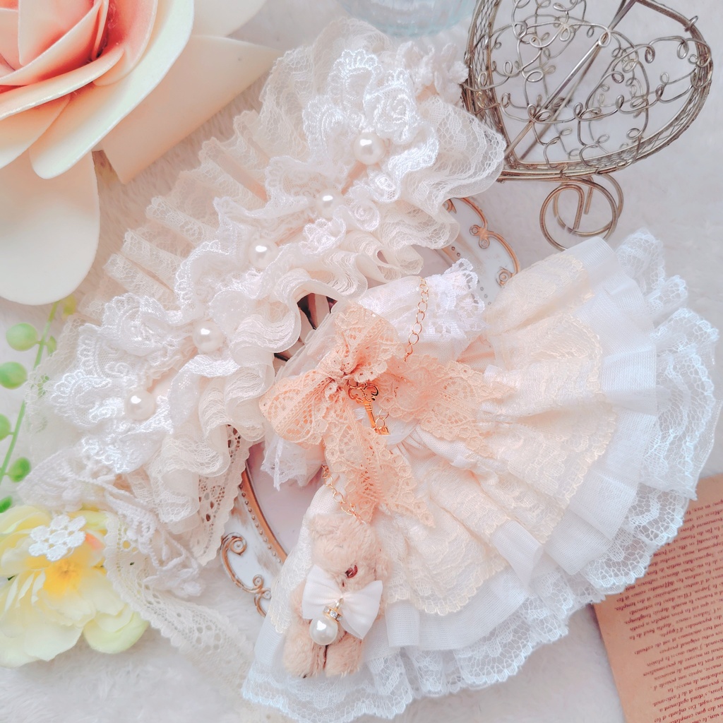 【OPEN記念価格】 くまさんチャーム付き 珈琲染め ドレス 16cm ぬい服