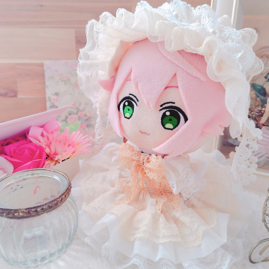 【OPEN記念価格】 くまさんチャーム付き 珈琲染め ドレス 16cm ぬい服