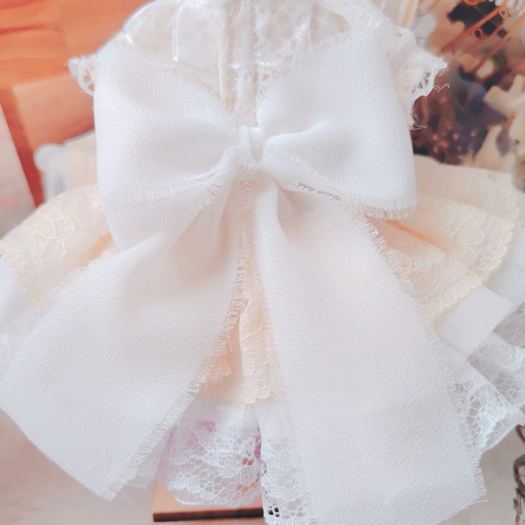 【OPEN記念価格】 くまさんチャーム付き 珈琲染め ドレス 16cm ぬい服