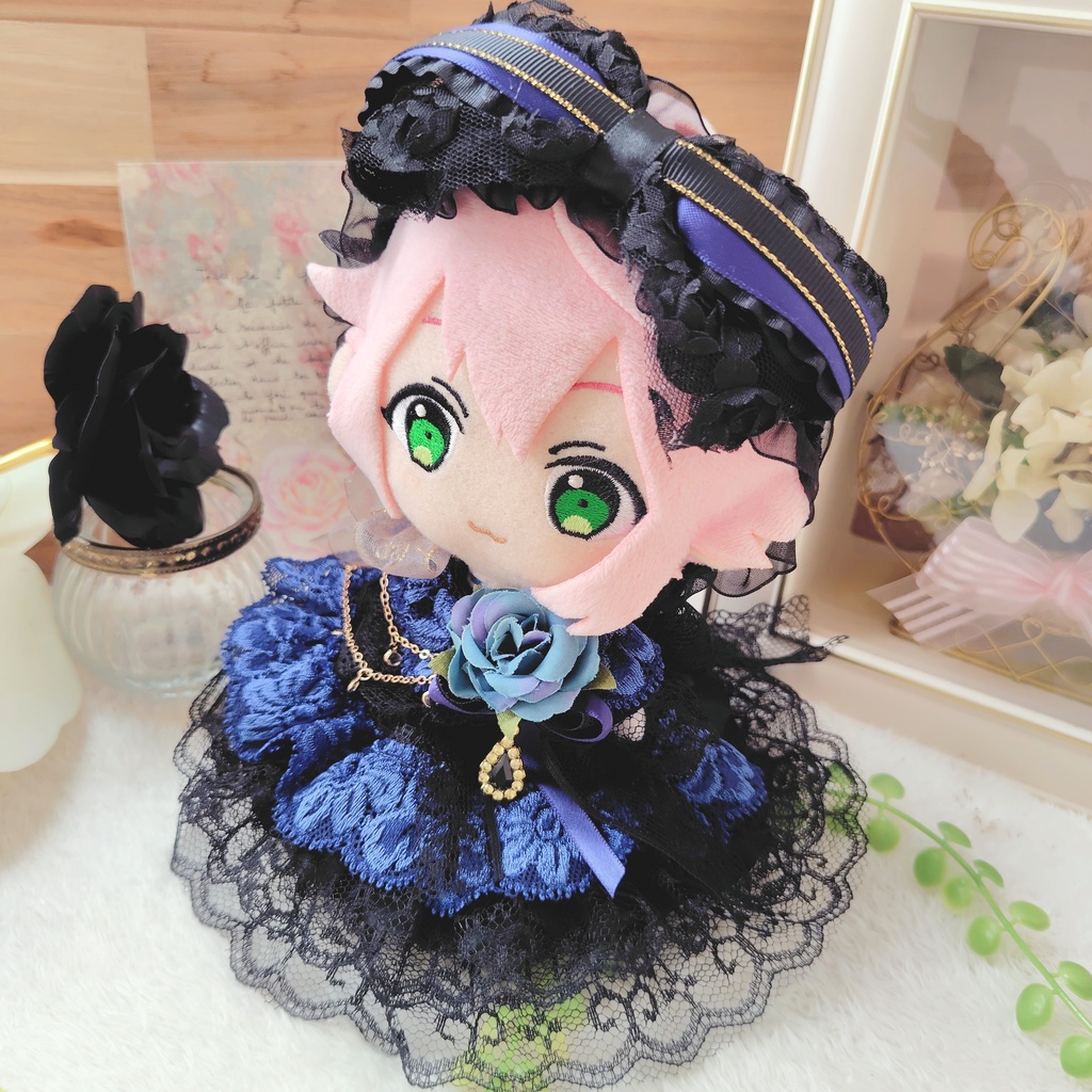 №09-120 ダークブルー☓ゴールド ドレス 16cm ぬい服