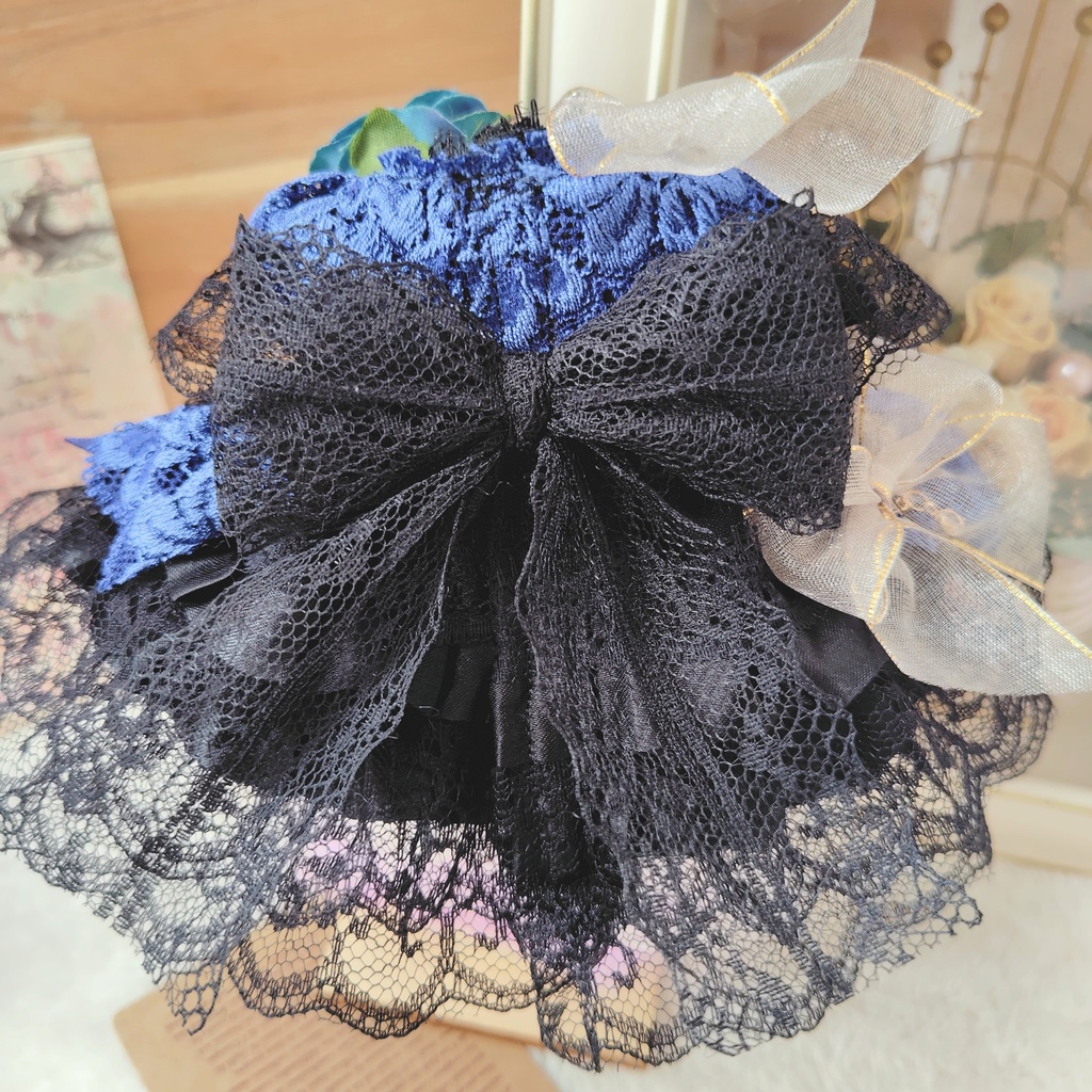 №09-120 ダークブルー☓ゴールド ドレス 16cm ぬい服