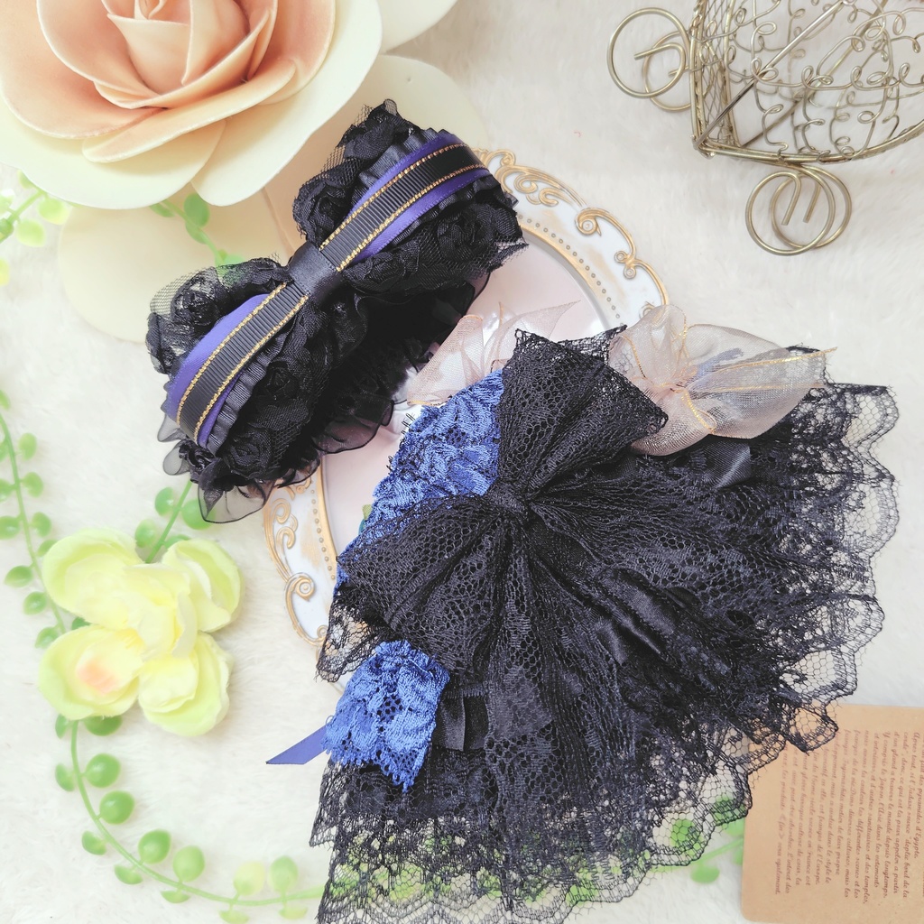 №09-120 ダークブルー☓ゴールド ドレス 16cm ぬい服