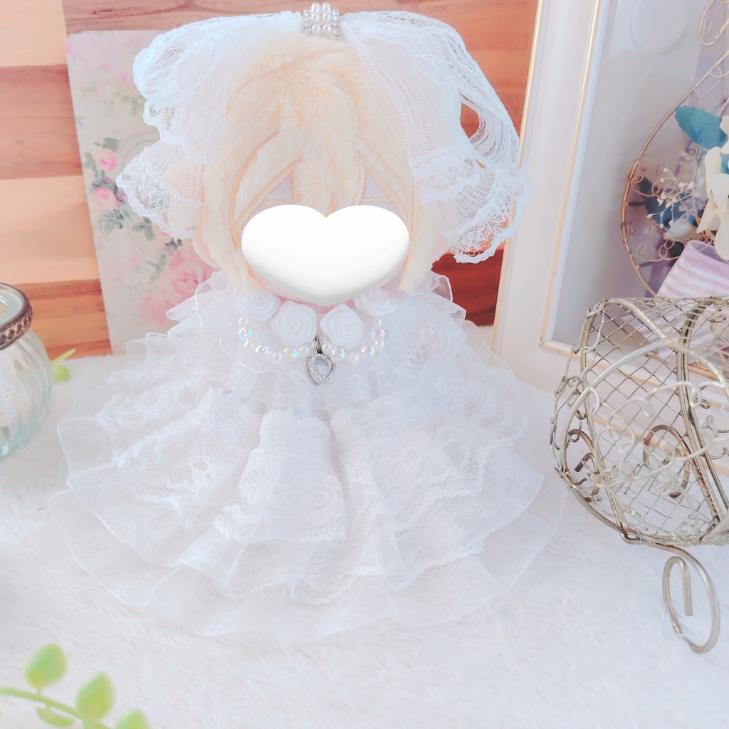 【OPEN特別価格】　Wedding　リボン　１２cm　ぬい服 いつぬい