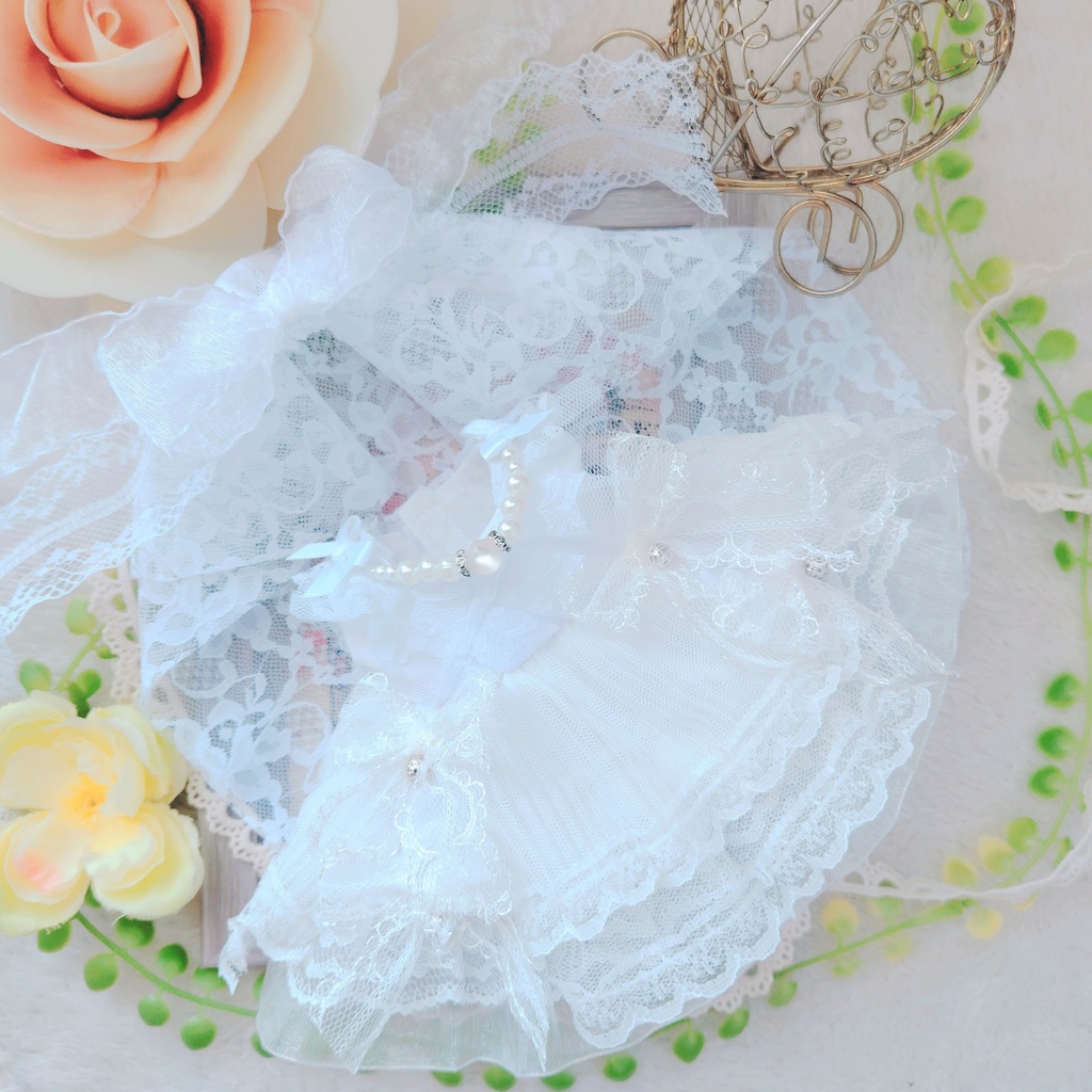 №B03-04 ウェディング ショートマリアヴェール ドレス 16cm ぬい服