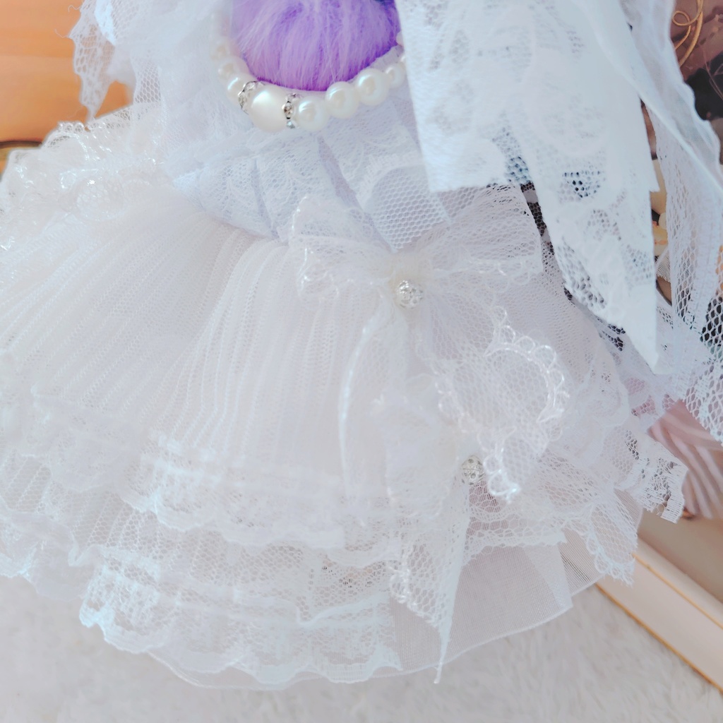 №B03-04 ウェディング ショートマリアヴェール ドレス 16cm ぬい服