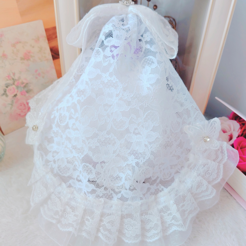 №B03-05 ウェディング ロングチュール ドレス 16cm ぬい服