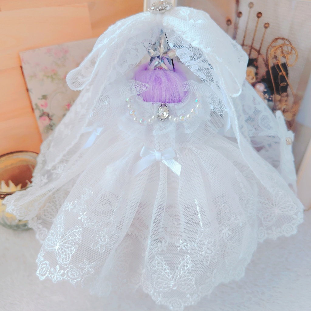 №B03-05 ウェディング ロングチュール ドレス 16cm ぬい服