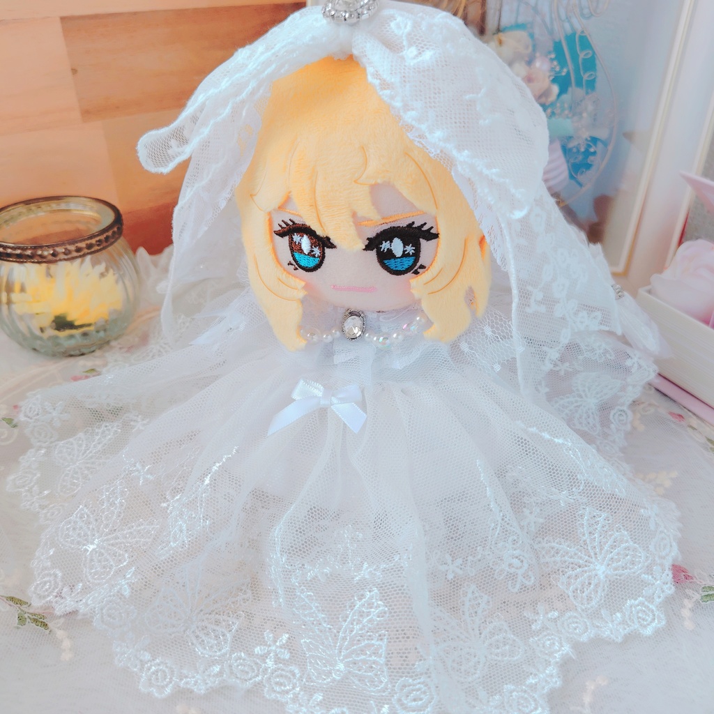 №B03-05 ウェディング ロングチュール ドレス 16cm ぬい服