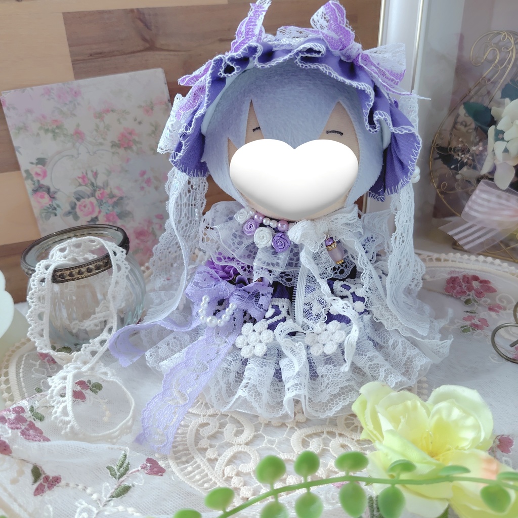 №B03-06 パープルFlower　ドレス　１６cm　ぬい服