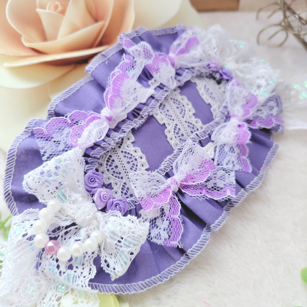 №B03-06 パープルFlower ドレス 16cm ぬい服
