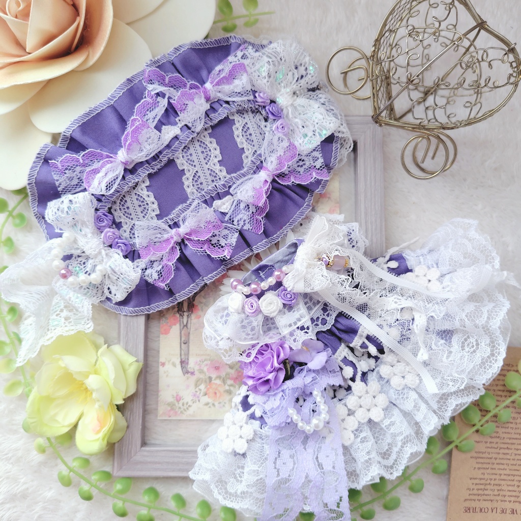 №B03-06 パープルFlower ドレス 16cm ぬい服