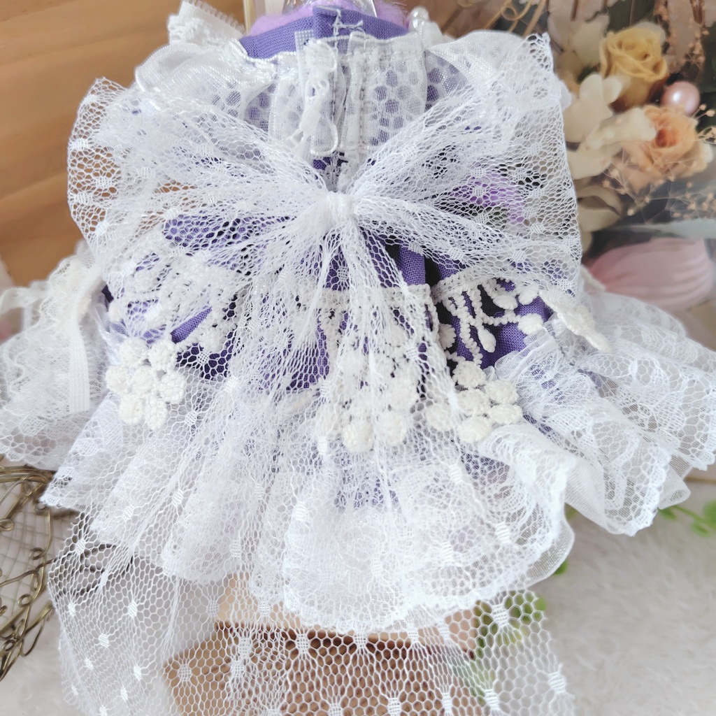 №B03-06 パープルFlower ドレス 16cm ぬい服