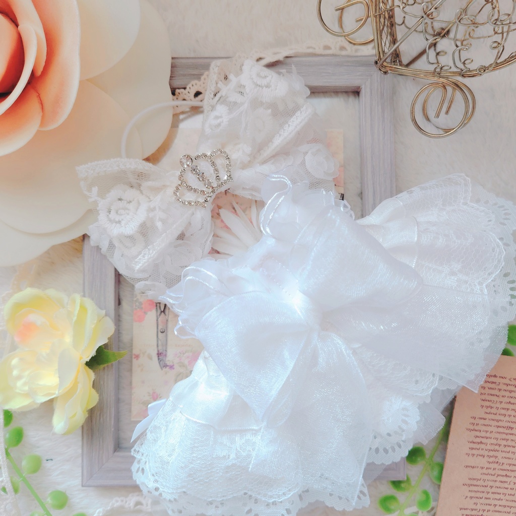 №B04-06 【特別価格】ティアラ リボン ドレス 16cm ぬい服