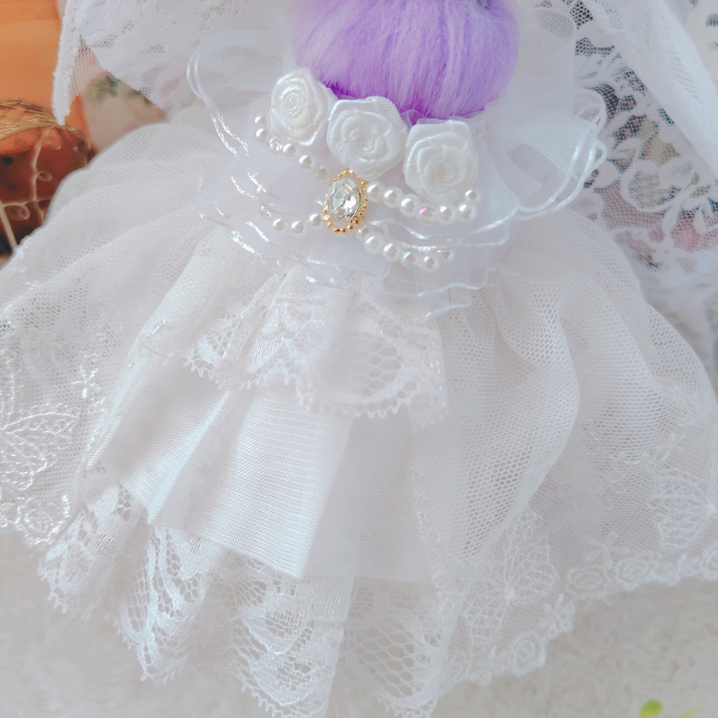 №B04-07 ティアラヴェール ウェディング ロングチュール ドレス 16cm ぬい服