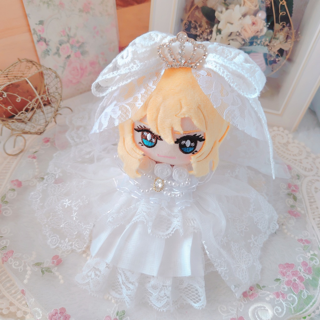 №B04-07 ティアラヴェール ウェディング ロングチュール ドレス 16cm ぬい服