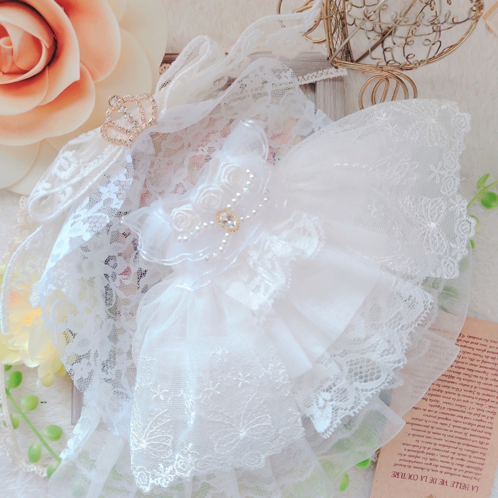 №B04-07 ティアラヴェール ウェディング ロングチュール ドレス 16cm ぬい服