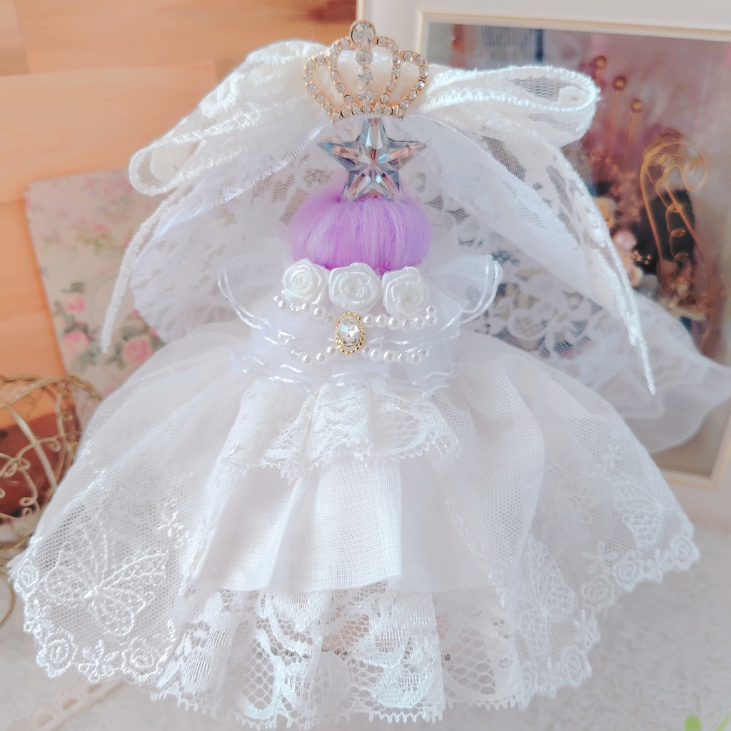 №B04-07 ティアラヴェール ウェディング ロングチュール ドレス 16cm ぬい服