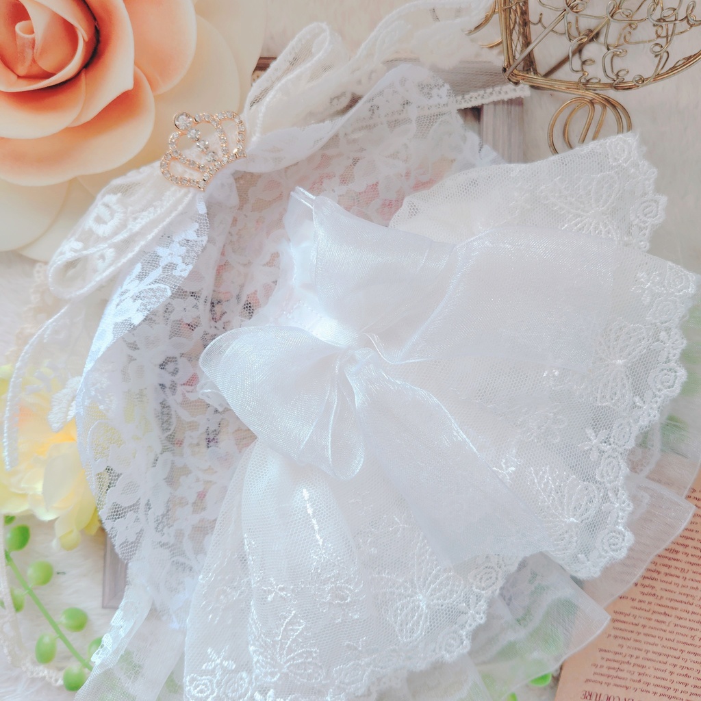 №B04-07 ティアラヴェール ウェディング ロングチュール ドレス 16cm ぬい服