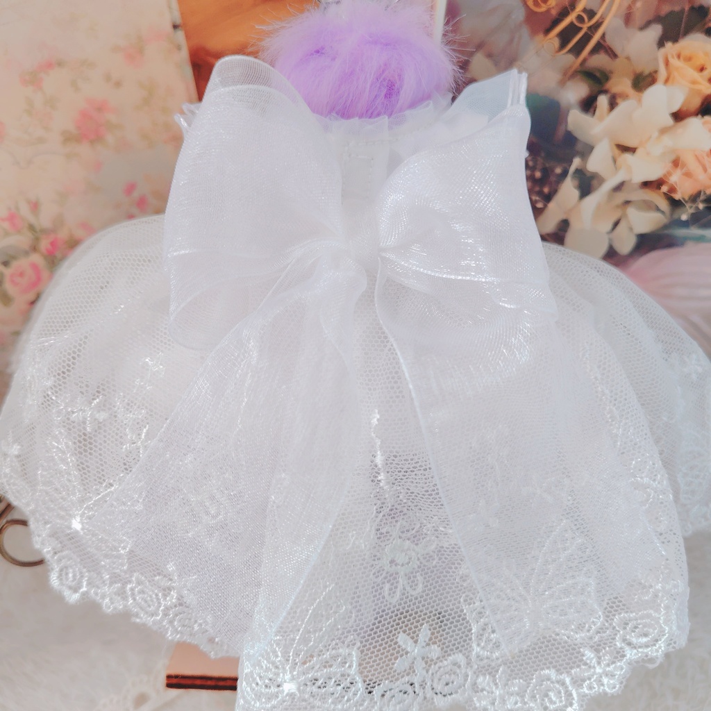 №B04-07 ティアラヴェール ウェディング ロングチュール ドレス 16cm ぬい服