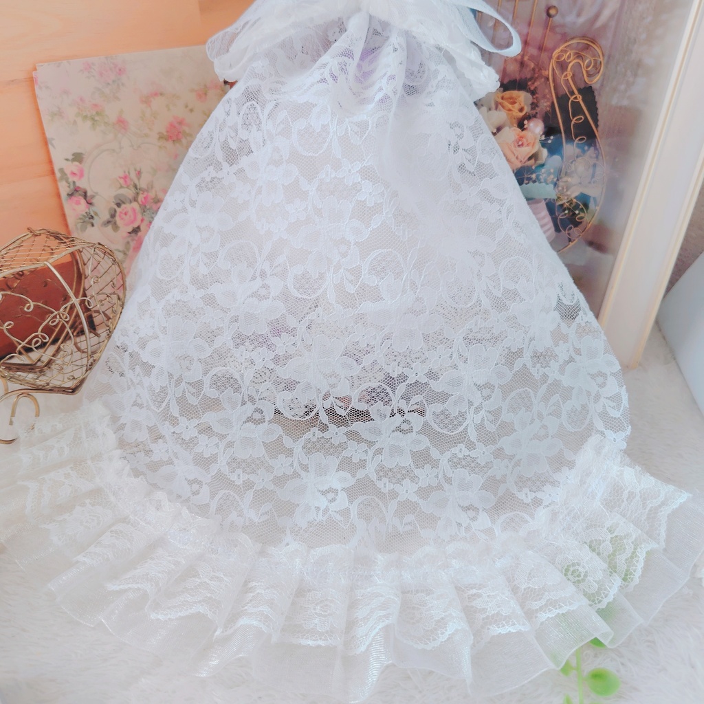 №B04-08 ティアラ ロングヴェール ウェディング ロングチュール ドレス 16cm ぬい服