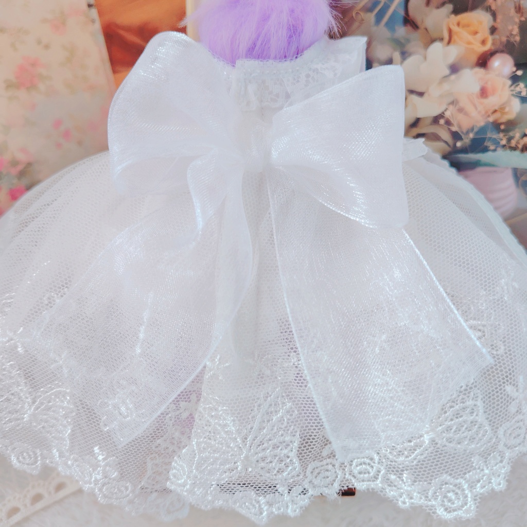 №B04-08 ティアラ ロングヴェール ウェディング ロングチュール ドレス 16cm ぬい服