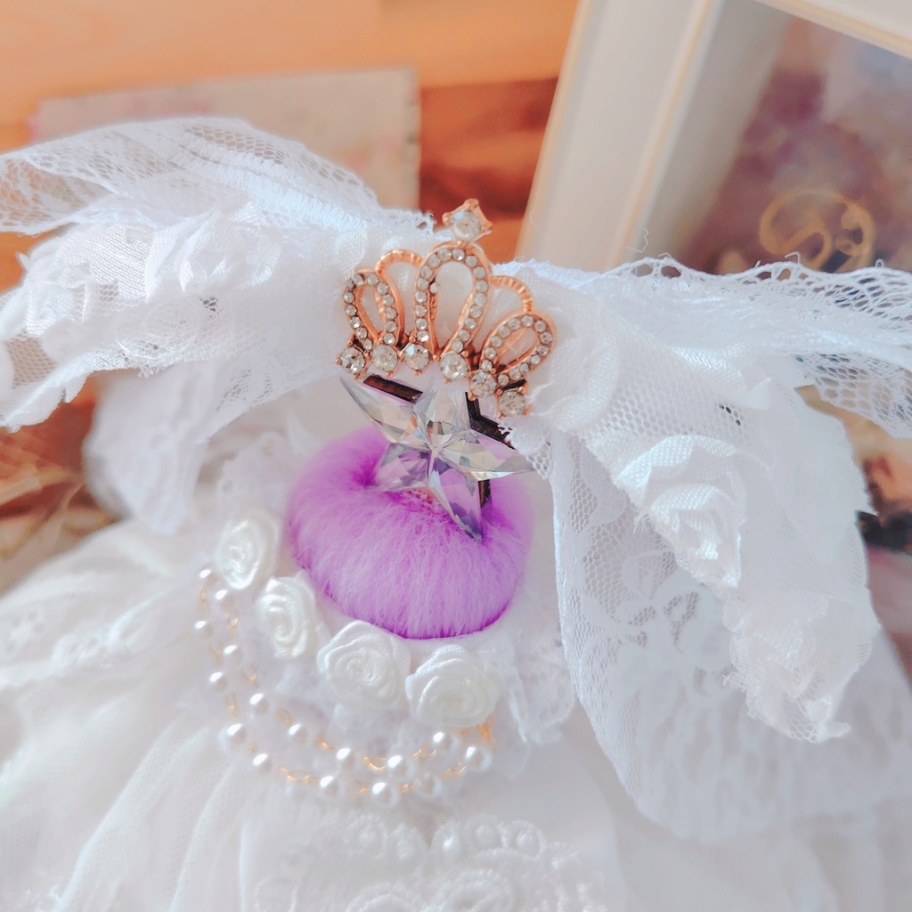 №B04-08 ティアラ ロングヴェール ウェディング ロングチュール ドレス 16cm ぬい服