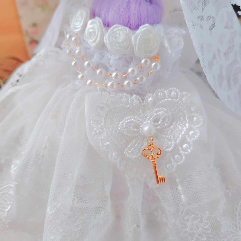 №B04-08 ティアラ ロングヴェール ウェディング ロングチュール ドレス 16cm ぬい服