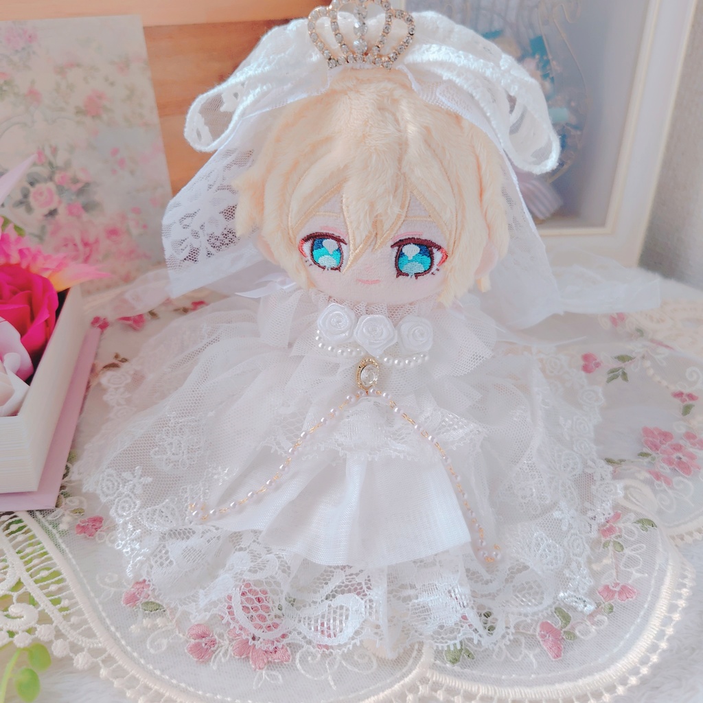 №B005-10 ティアラ ロングヴェール パールチェーン ウェディング ドレス