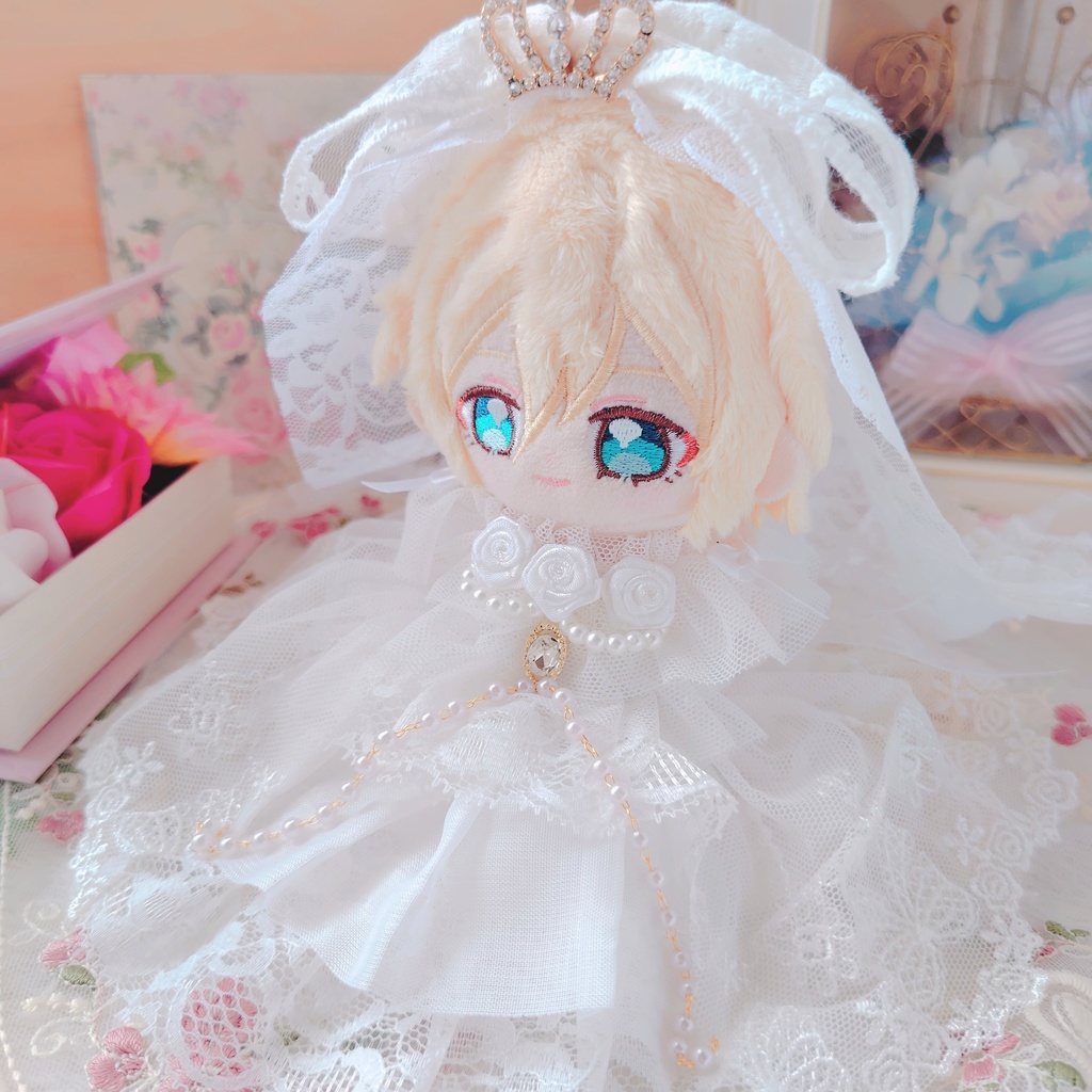 №B005-10 ティアラ ロングヴェール パールチェーン ウェディング ドレス